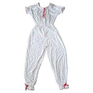 Vintage Night Time Creations Floral Romper Jumpsuit Bedtime One Piece Jumper